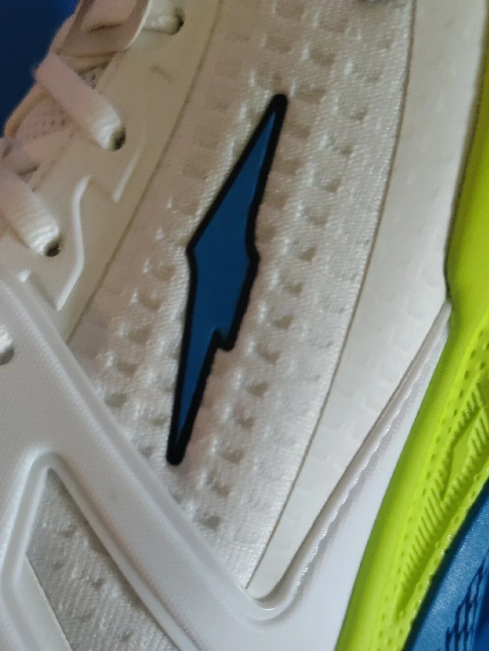 Avia White Sneakers with Blue Lining and Neon Lime Details